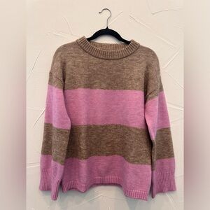 Pink Striped Long Sleeve Sweater